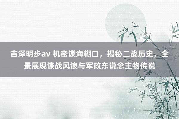 吉泽明步av 机密谍海糊口，揭秘二战历史，全景展现谍战风浪与军政东说念主物传说