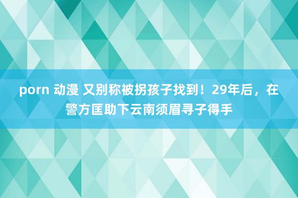 porn 动漫 又别称被拐孩子找到！29年后，在警方匡助下云南须眉寻子得手